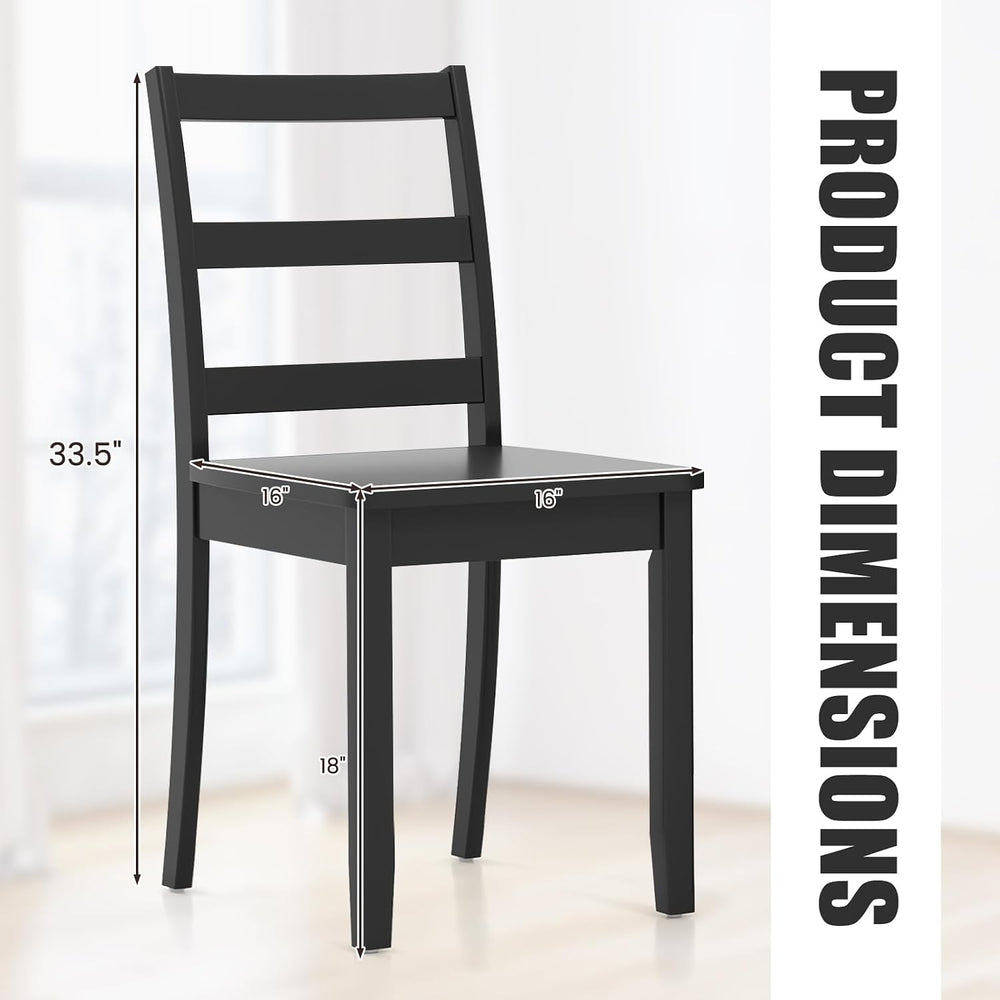 COSTWAY Dining Chairs Set of 4, Mid-Century Modern Wooden Chairs, Black