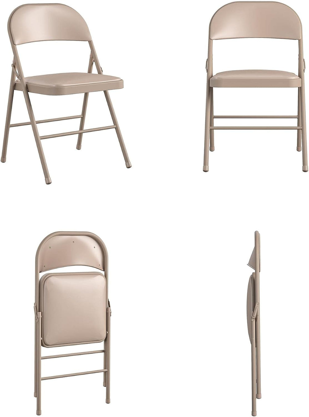 Cosco Vinyl Folding Chair, 4 Pack, Antique Linen