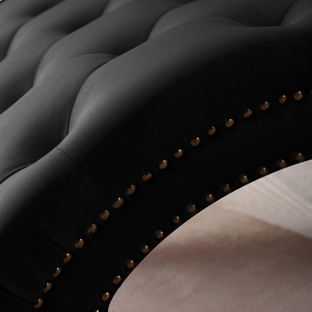 Modern Velvet Chaise Lounge Indoor with Nailhead Trim, Button-Tufted Armless ...