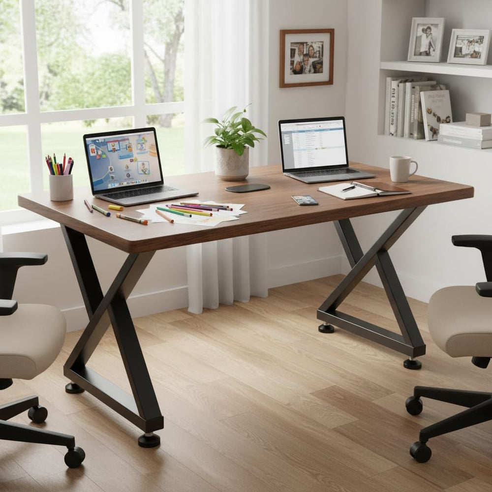 28" Heavy Duty X-Frame Metal Desk Legs, 28x18 Inch, Set of 2