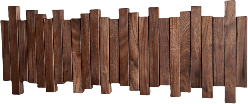 Natural Wood Piano Coat Rack, Black Walnut, Wall Mounted