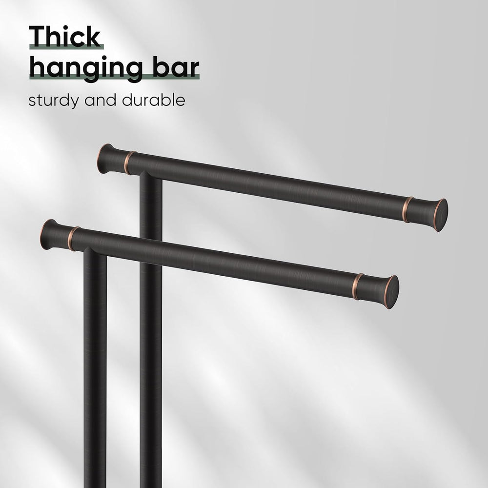Hoimpro Hand Towel Holder Stand Bathroom Towel Bar Rack Countertop Bronze