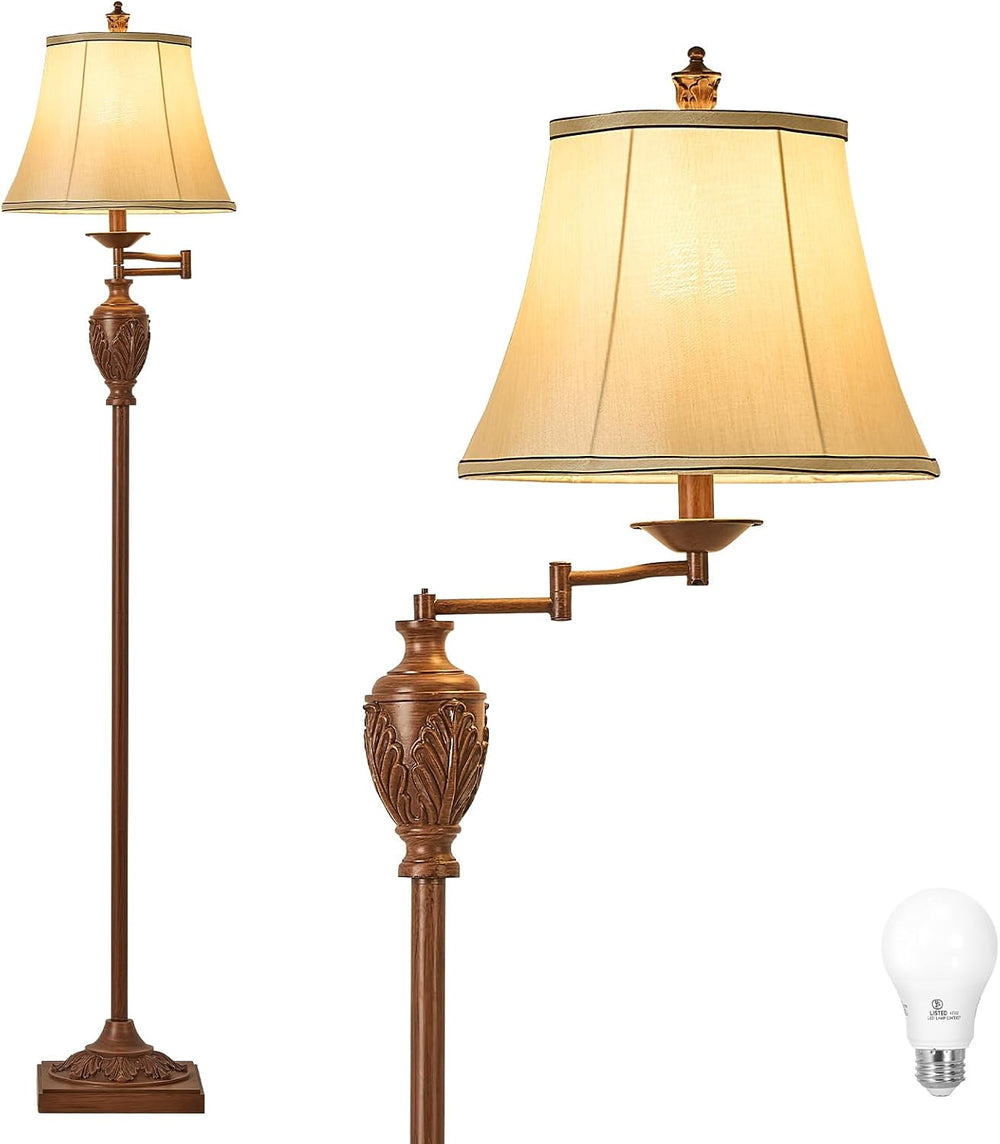 AIDENOEY Traditional Floor Lamp with 350° Swing Arm,Including Bulb,Walnut