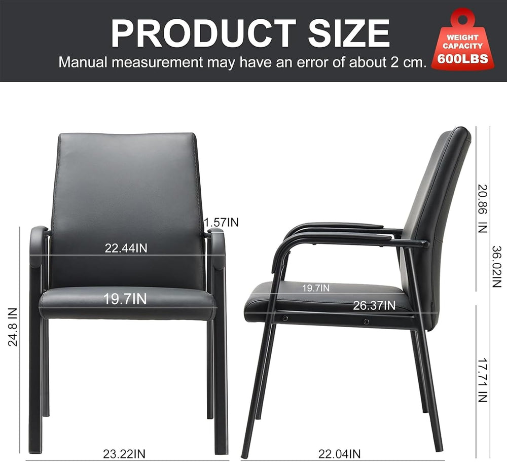 Leather Office Reception Guest Chair with Padded Armrests 600 lb.