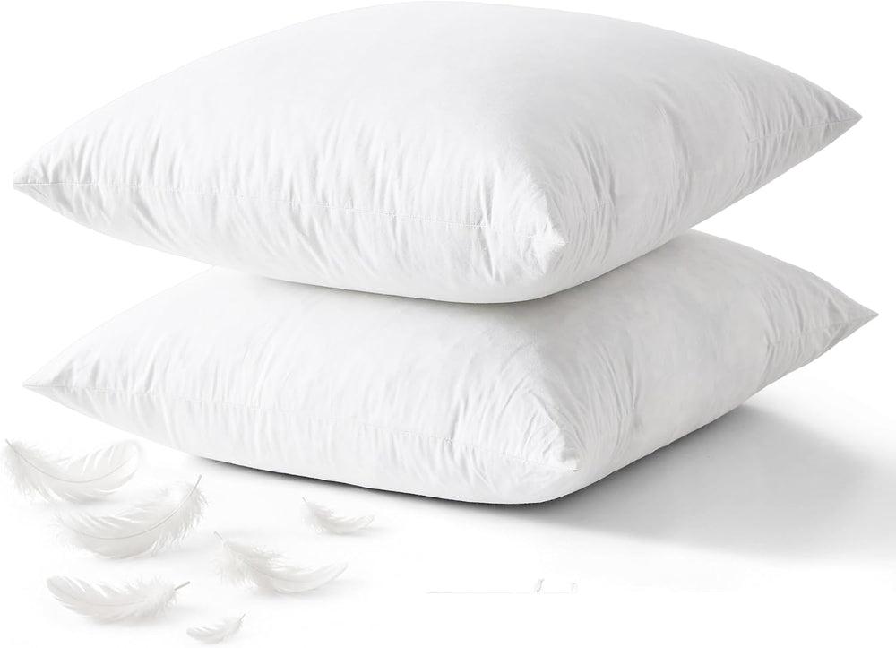 Organic Cotton Feather Down Throw Pillow Inserts 20x20 Set of 2