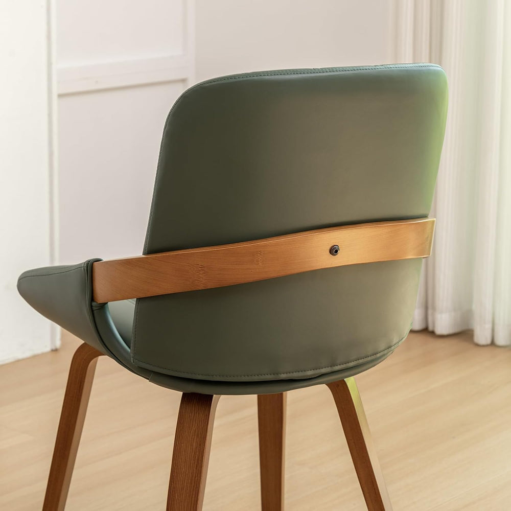 Mid Century Modern Dining Chairs Green Accent Leather Kitchen Chairs,4PCS
