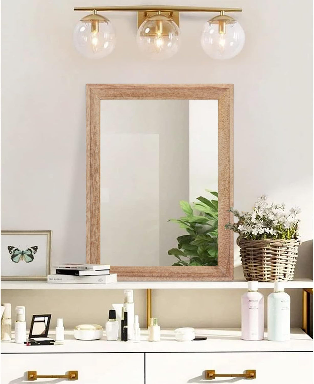 AAZZKANG Rustic Mirrors for Wall Rectangle Wooden Frame Hanging Mirror for Be...