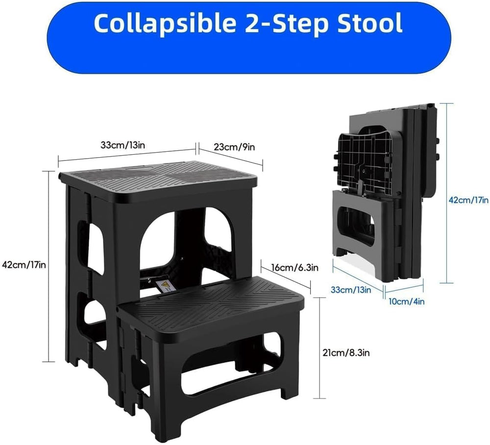 Collapsible 2-Step Stool, 8x17inch Non-Slip Hot Tub Steps Outdoor