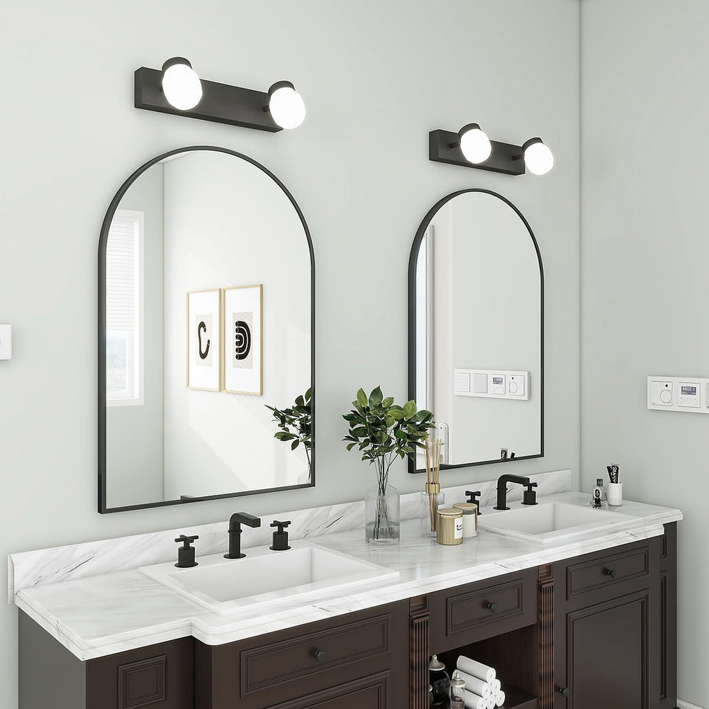 BEAUTYPEAK 20"x30" Arch Bathroom Wall Mirror, Black