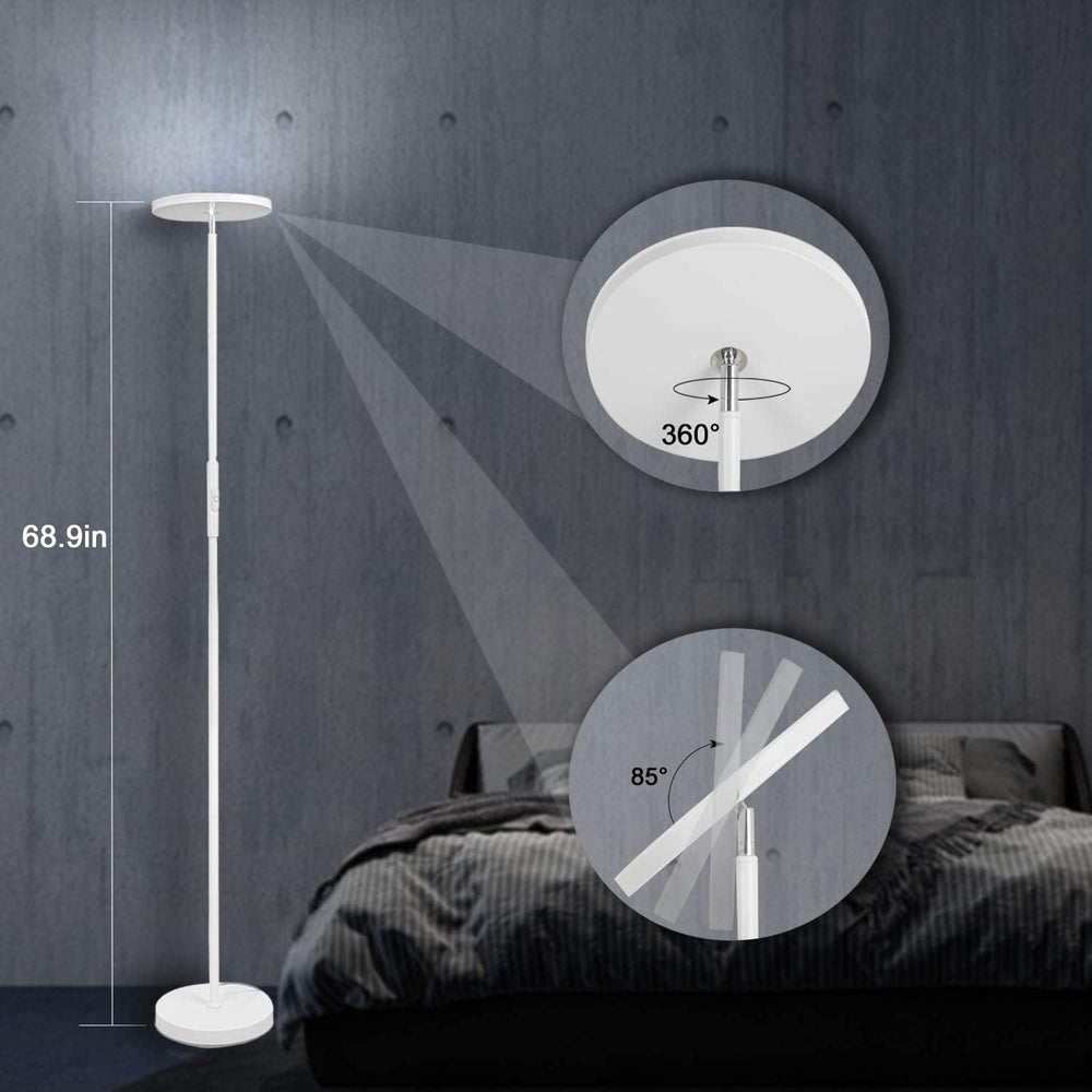 JOOFO LED Torchiere Floor Lamp with Remote, Stepless Dimmable Pearl White