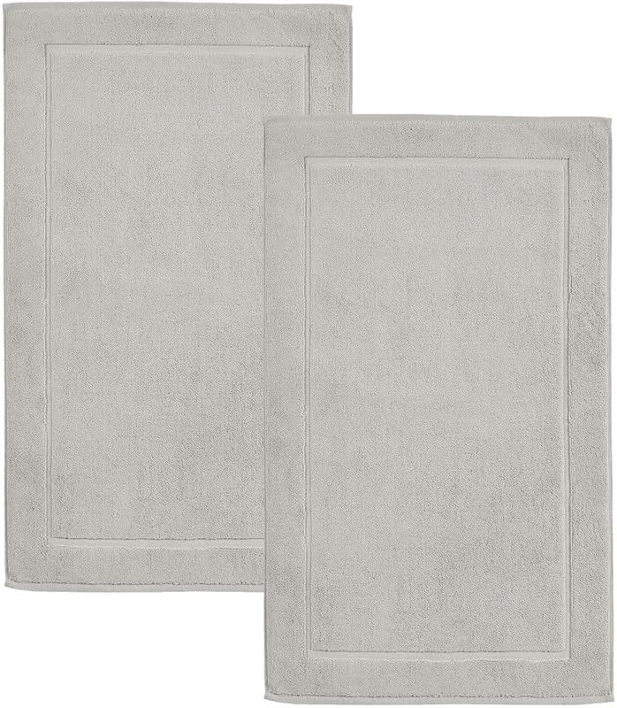 Hawmam Linen Ice Silver Bath Mats, 21 x 34 inches, Pack of 2-100% Ring Spun C...
