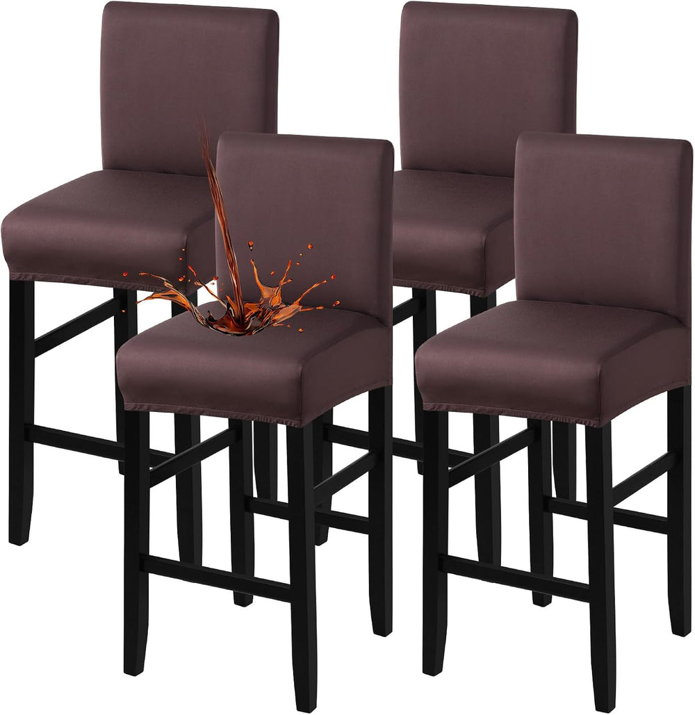 Fuloon Waterproof Barstool Covers Chair Slipcovers, Solid Chocolate, 4 Pack