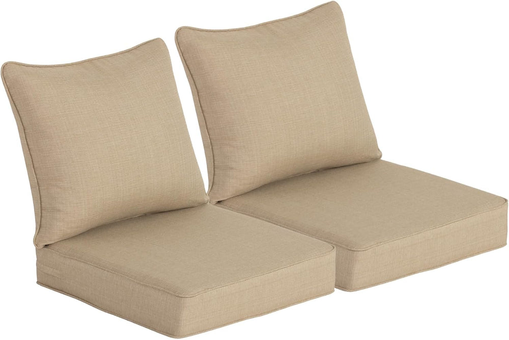 22x24 inch Outdoor Deep Seat Patio Cushions Set of 2,Water-Resistant Deep Sea...