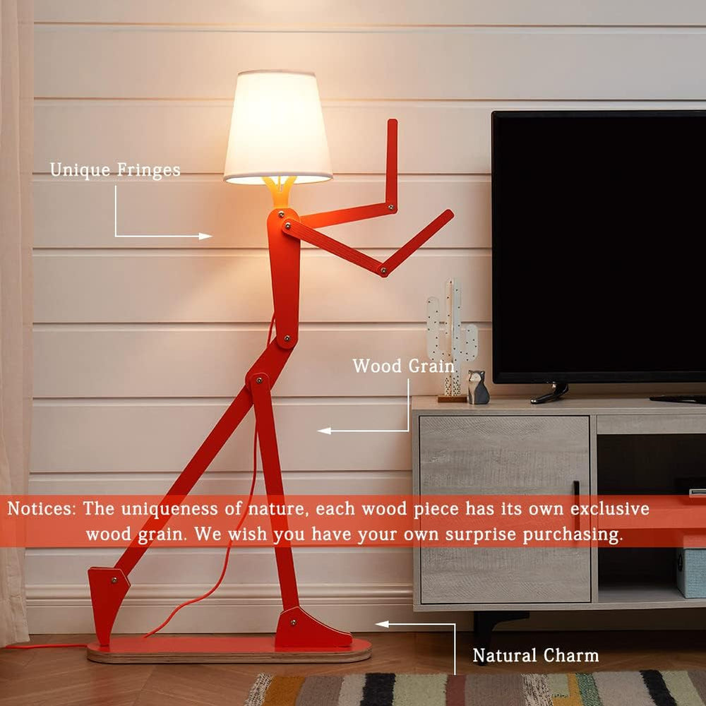 Cool Tall Wood Floor Lamp Corner Reading LED Bulb Included, Orange