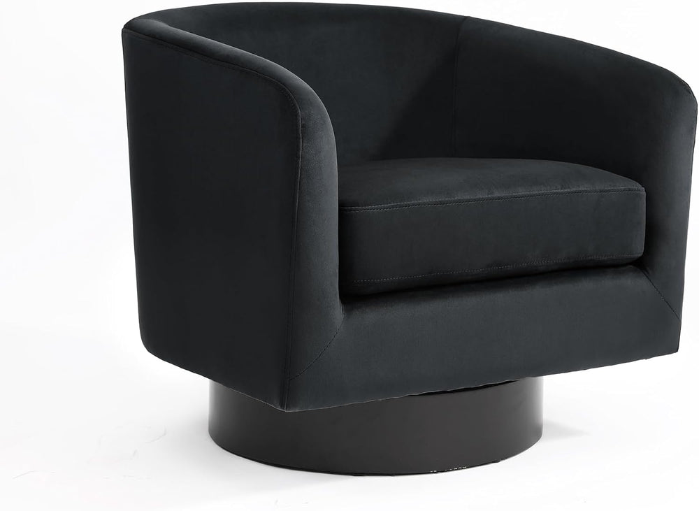 Swivel Barrel Accent Chair, Velvet Upholstered Armchair, Black