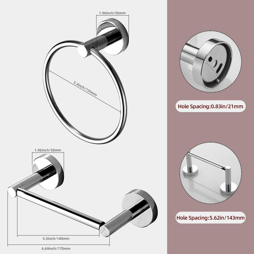 Chrome Toilet Paper Holder Towel Ring,Bathroom Hardware Set,Hand Towel Holder...