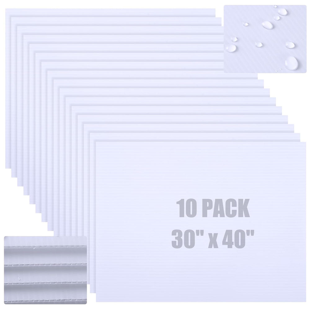 Capoda Pack Corrugated Plastic Board 4mm Yard Sign, 30 x 40 Inch, White, 10