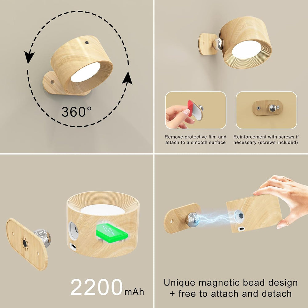 AKSDA Rechargeable Wall Sconce with Remote, Magnetic Wall Light for Bedroom