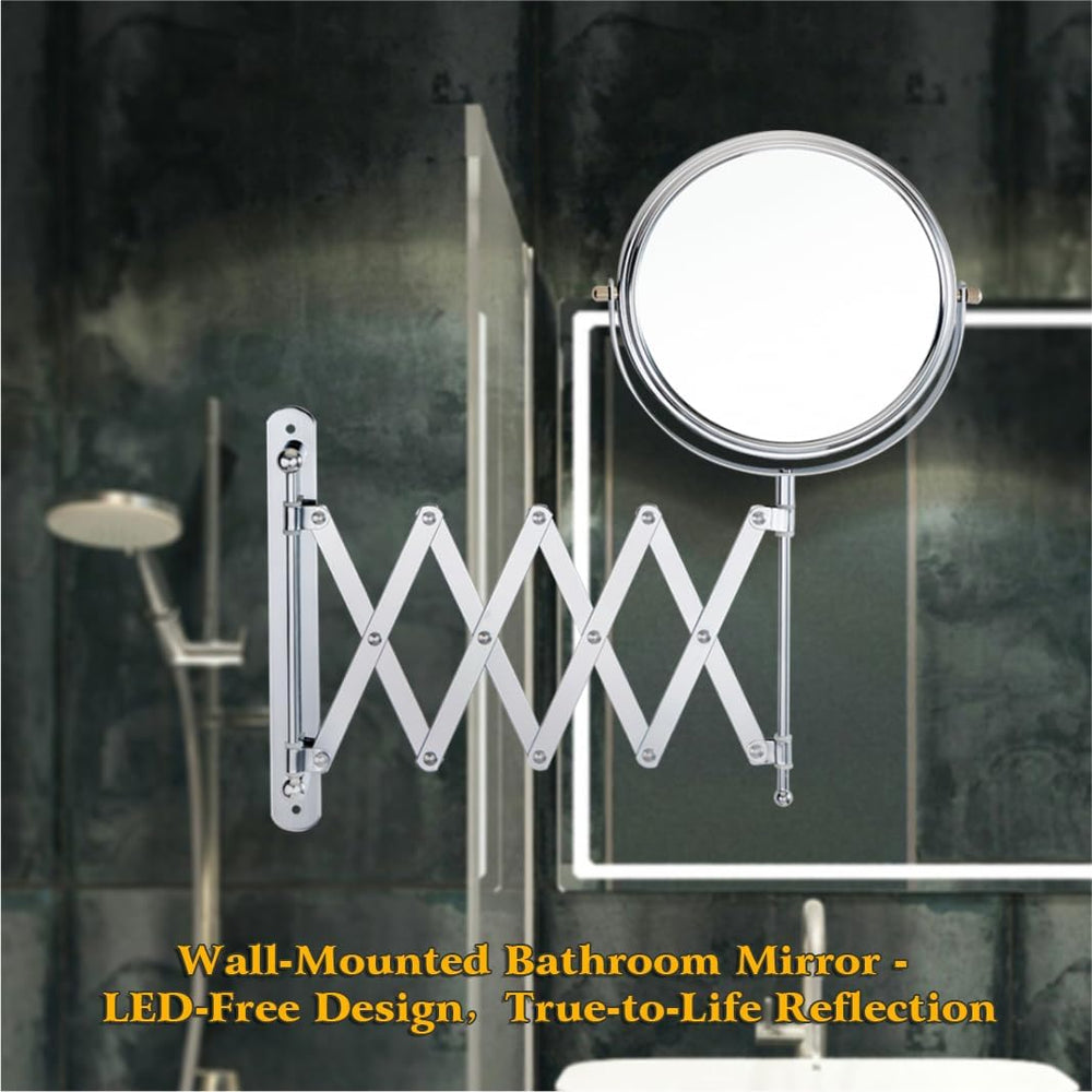 Welllink 8 Inch XL Extendable Mirror 7X and 1X Chrome
