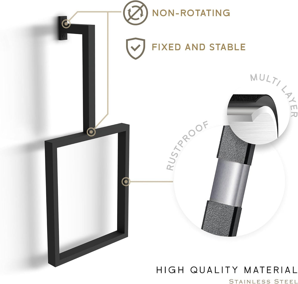 Unique Vertical Towel Rack Wall Mounted for Bathroom, Metal Square Towel Hold...