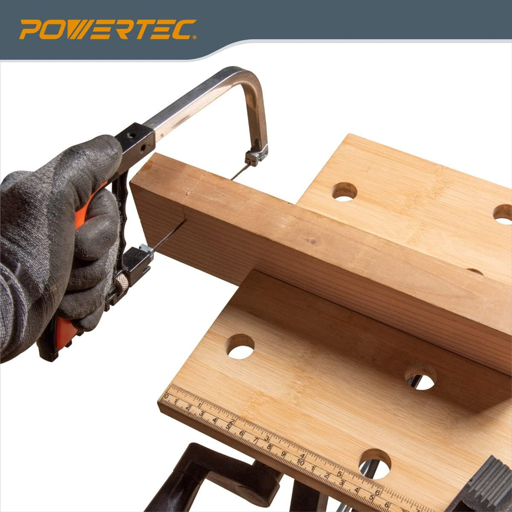 POWERTEC Portable Small Workbench with Vise, Imprinted Ruler and Protractor S...