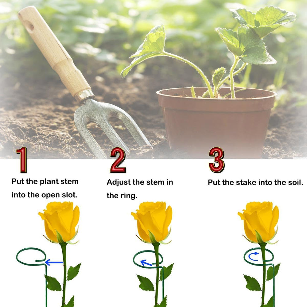 20 Pieces 36 inch Green Single Stem Plant Stakes Flower Support Rings, Garden...