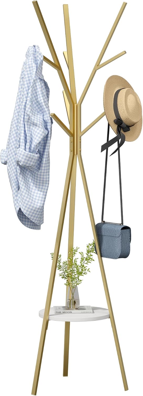 HOME BI Coat Rack Hat Stand Free Standing Display Hall Tree Metal Hat Hanger ...