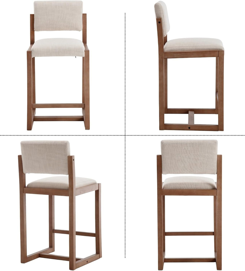 DUOMAY Modern 26" Counter Height Bar Stools Set of 2, Beige