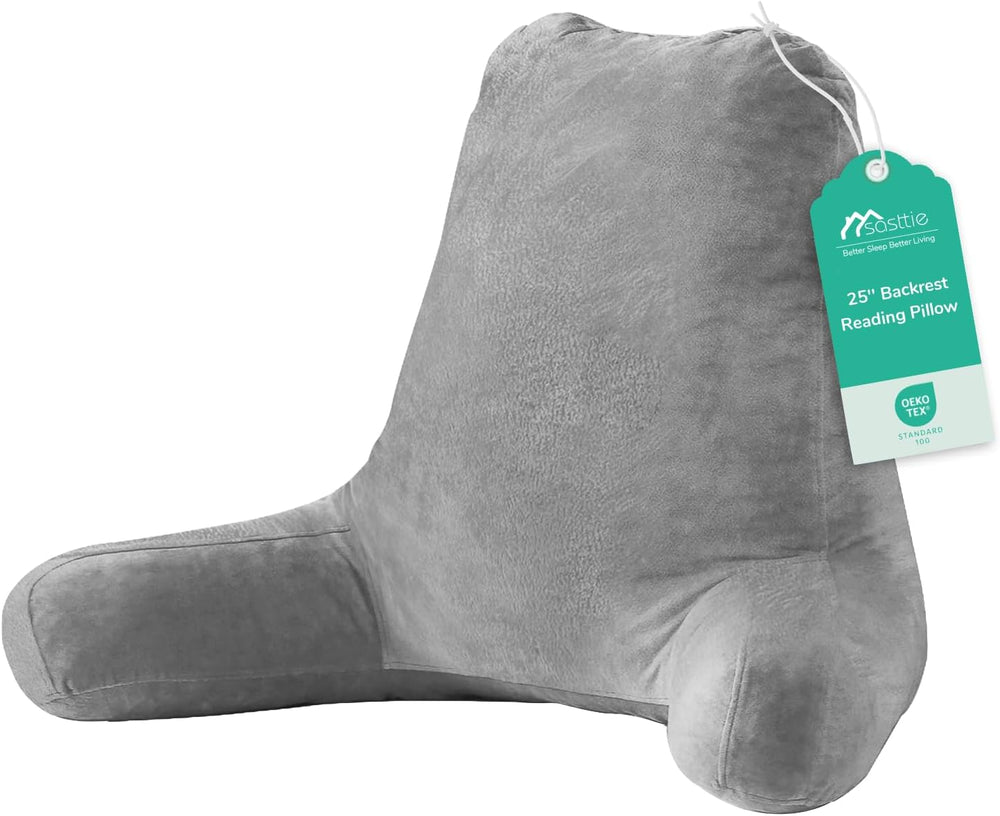 Sasttie Reading Pillow for Bed, Back Pillow for Sitting Up, Dark Grey