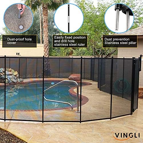 VINGLI Pool Fence 4Ft x 96Ft, Swimming Safety Fencing for Inground Pools