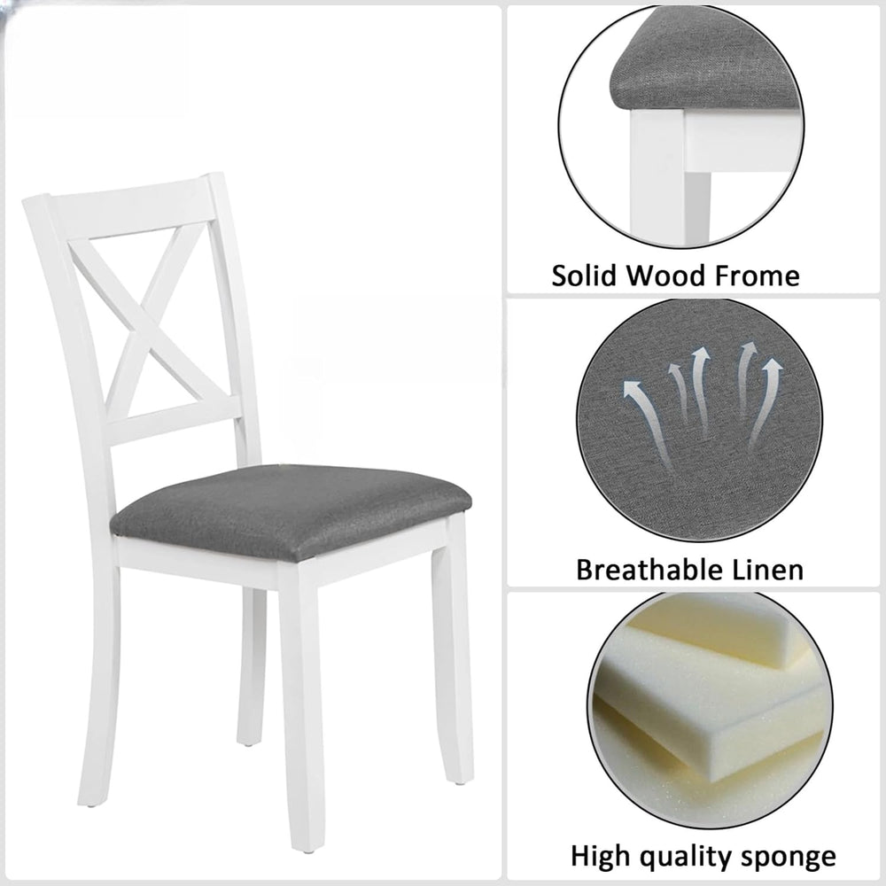 6 Piece Dining Table Set, Counter Height Kitchen Sets, White&Gray