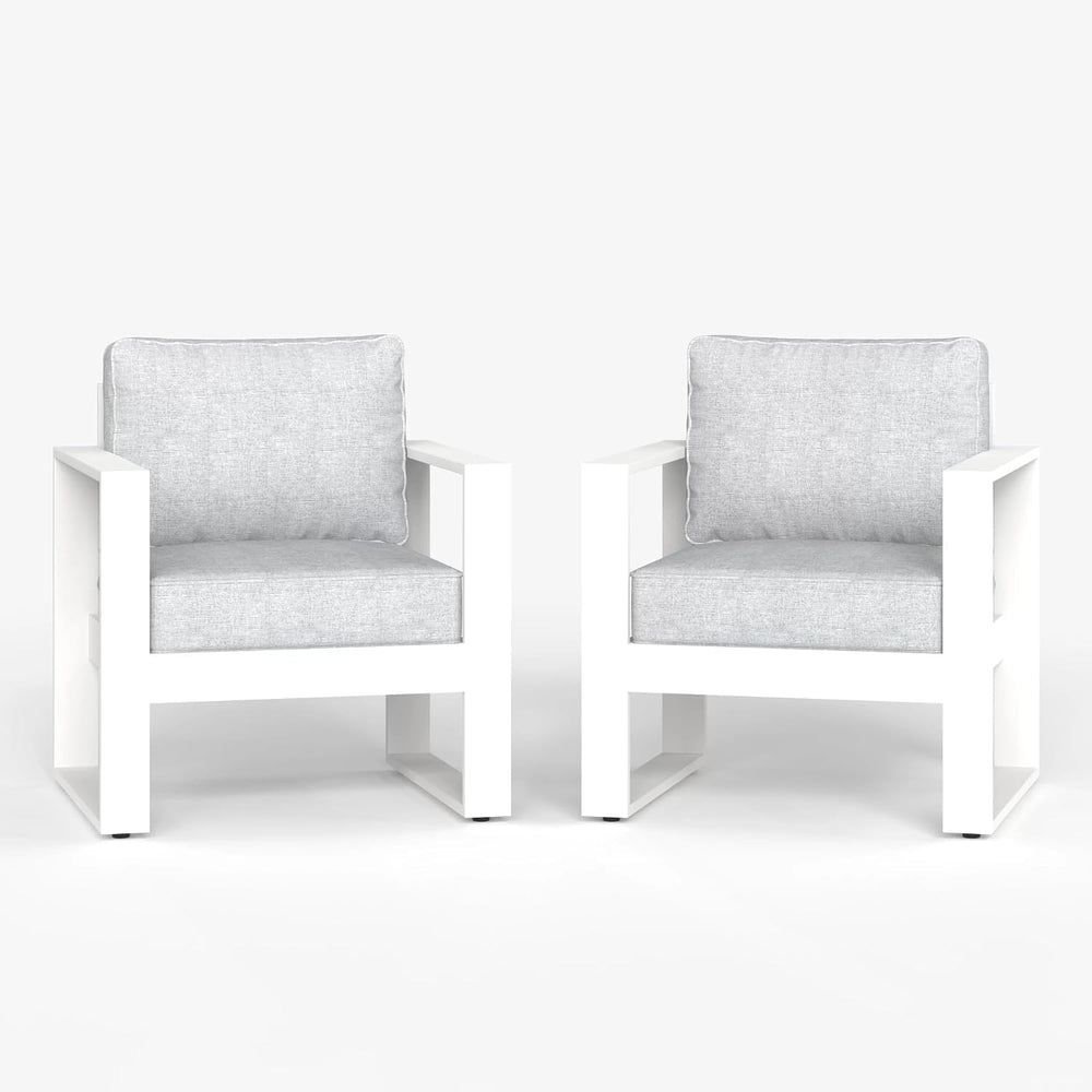 LayinSun Outdoor Patio Aluminum Chair, Metal Modern Armchair Set of 2 with Wa...