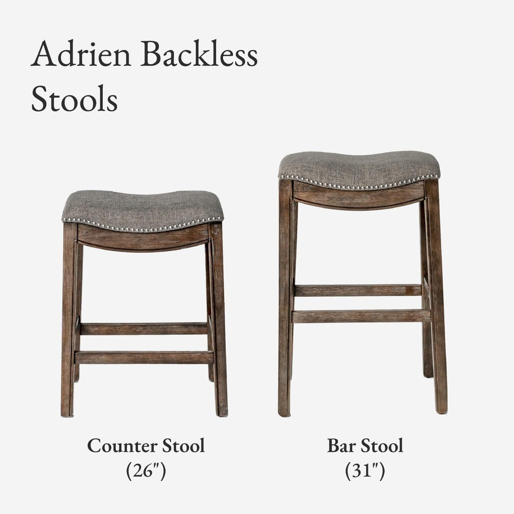 Maven Lane Adrien Backless Counter Stool, Brown, 26", Set of 3