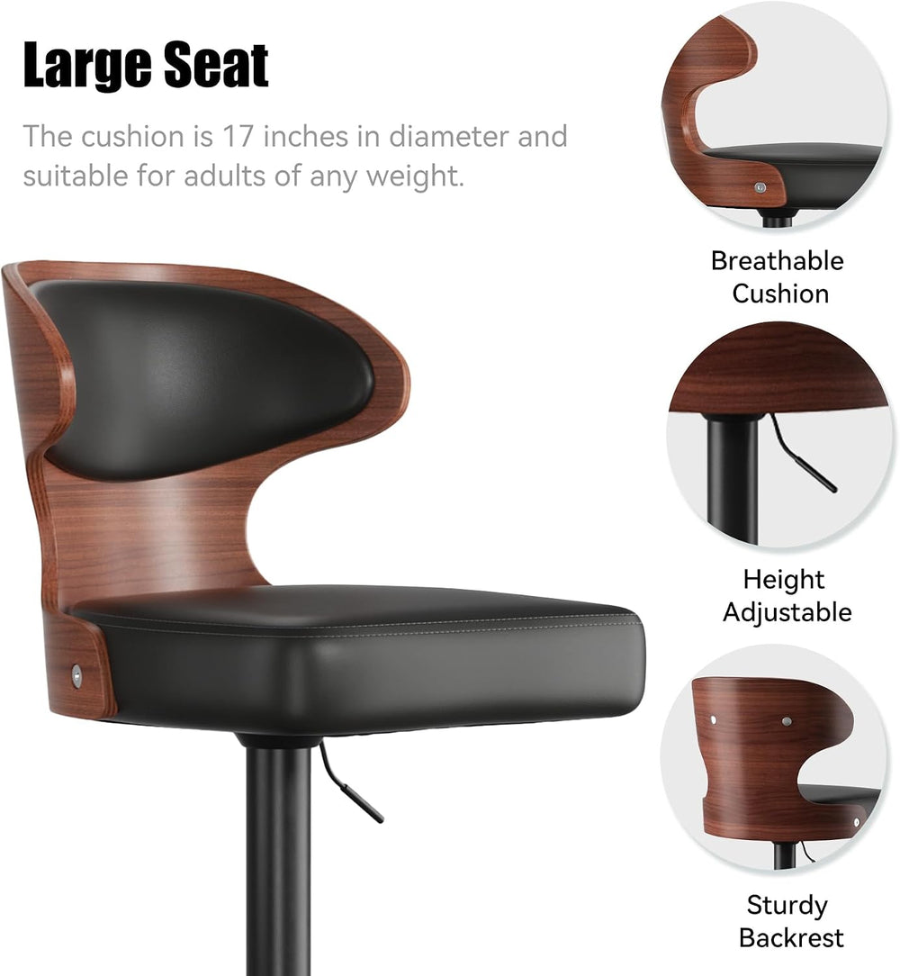Swivel Bar Stools Set of 1,Adjustable Height Bentwood Barstools