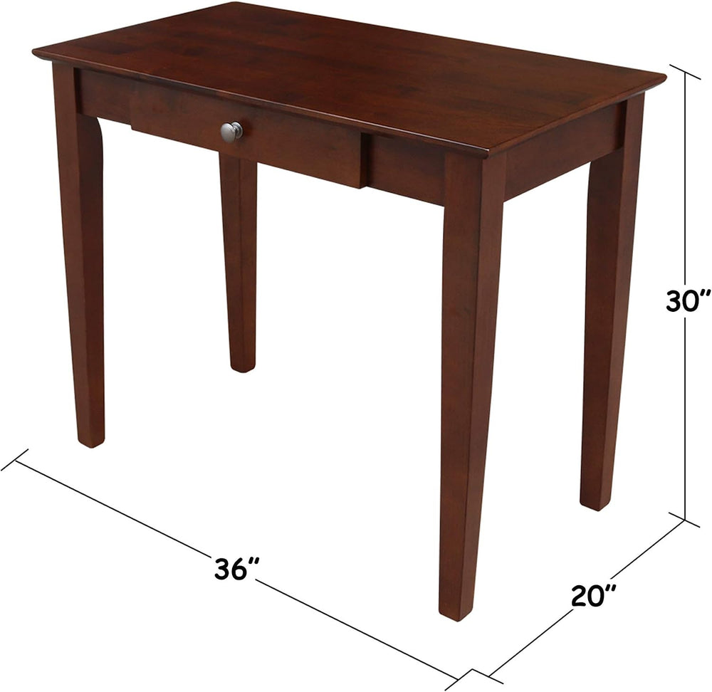 IC International Concepts, Writing Table, Solid Real Wood, Sturdy Parawood, E...