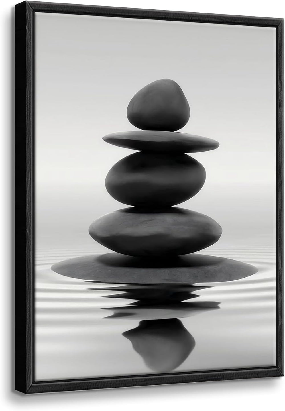 DCMVJHZV Framed Black and White Bathroom Wall Art Zen Stones in the water Bat...
