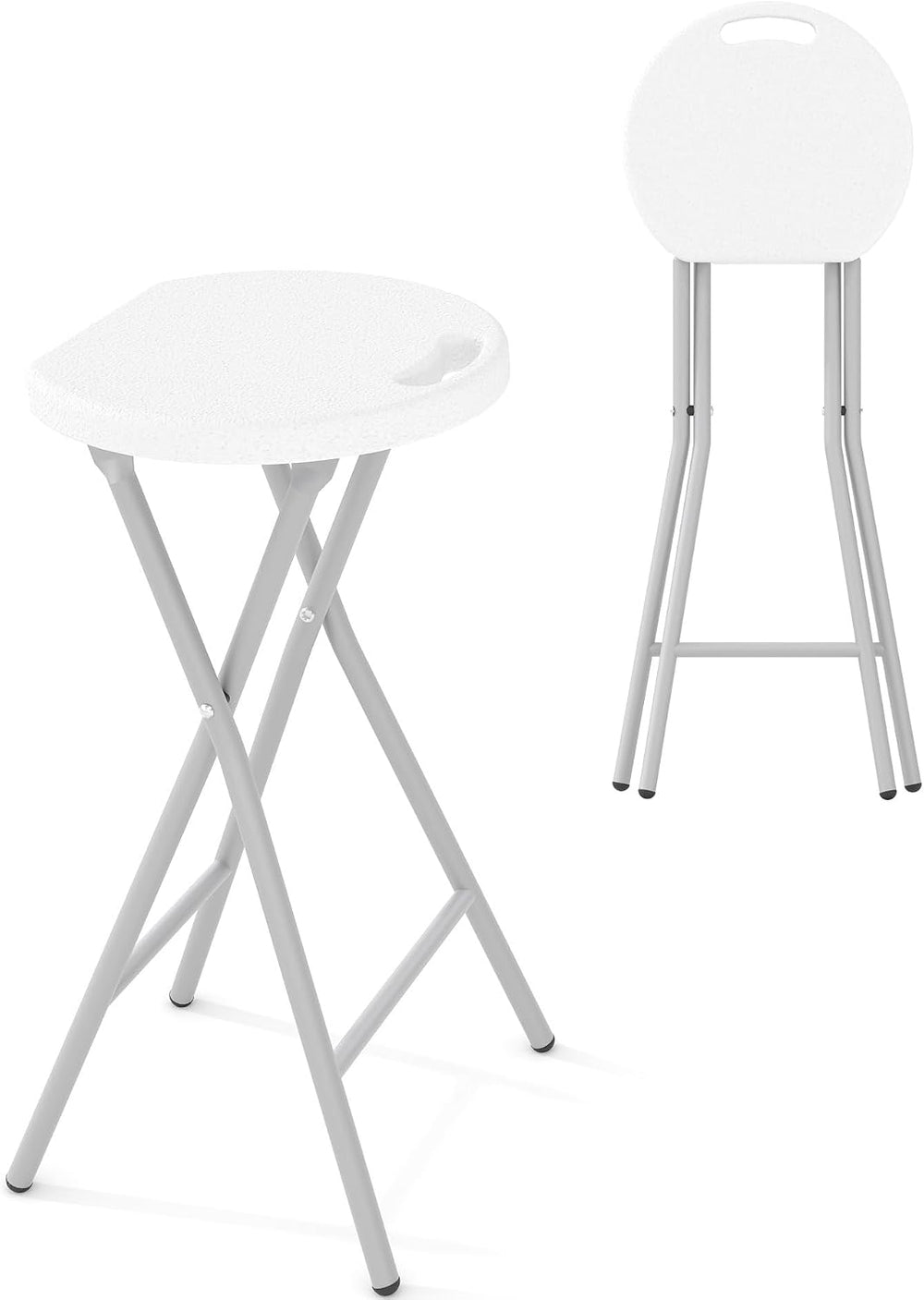 Garvee Folding Stool with Handle 28 Inch Tall 400lbs Capacity, 1 Pcs White