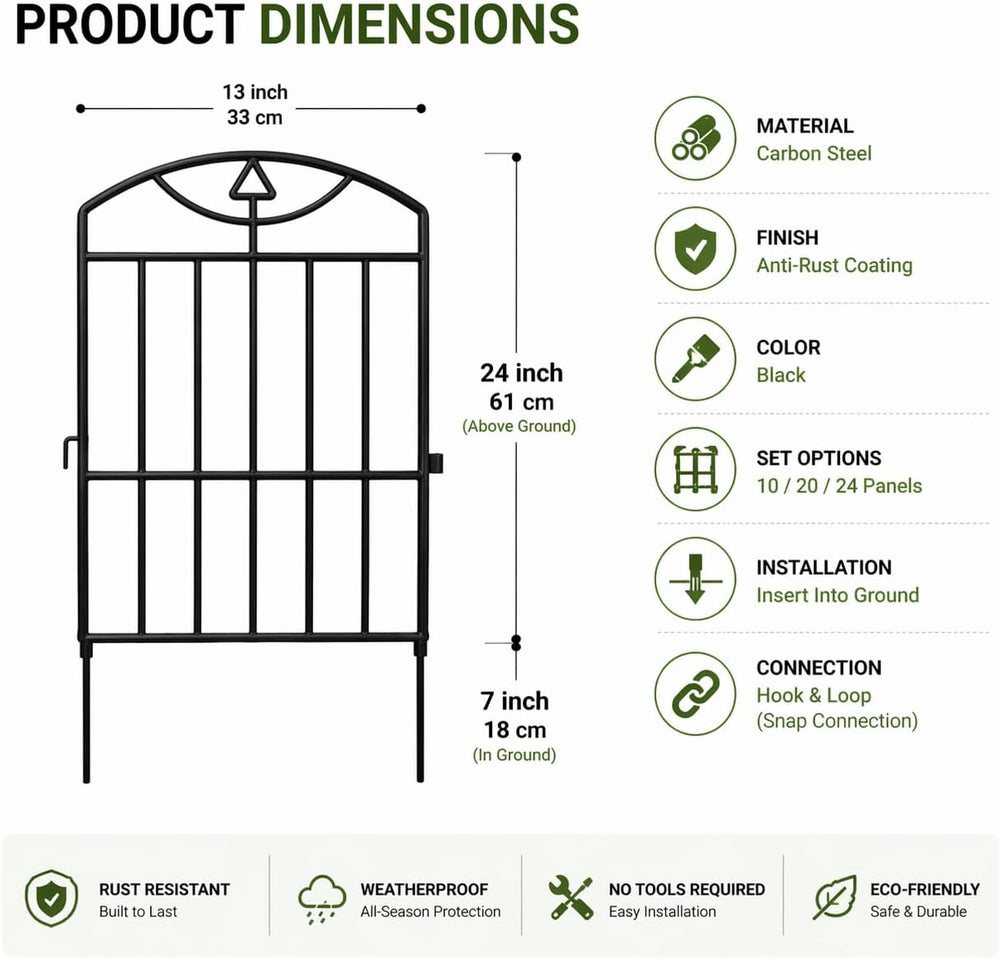 Garden Fence, 17in (H) x25ft (L) Garden Fencing Animal Barrier, 24 Panels