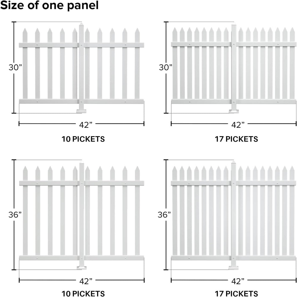 4 Sets Vinyl Picket Fence Panels White 84''Wx36''H PVC Decora...
