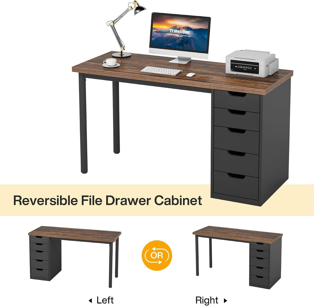 Tribesigns 47 Inch Computer Desk with 5 Drawers