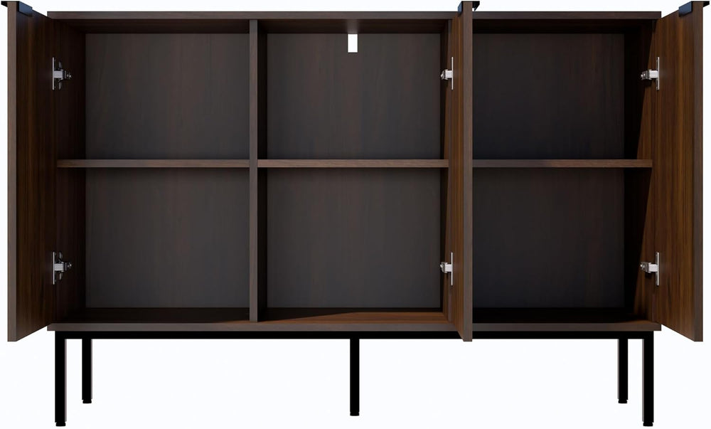 Fluted Sideboard, Buffet Cabinet with Storage, Wooden Accent Console Cabinet ...