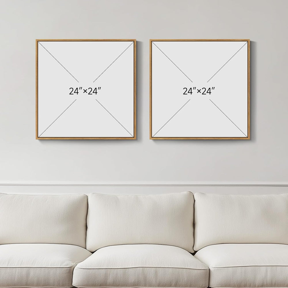 Framed Brown Abstract Landscape Wall Art Set of 2, Neutral Canvas Prints