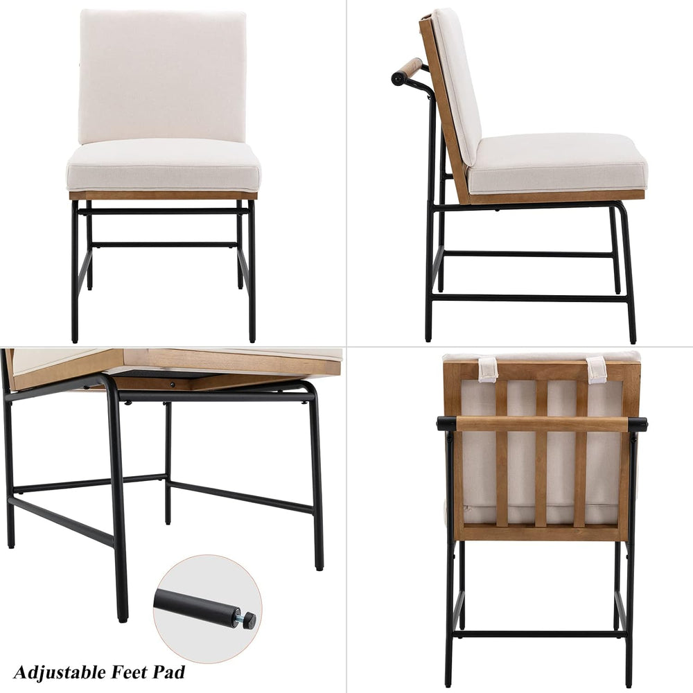 DUOMAY Mid-Century Linen Dining Chairs Set of 2 with Handle, White