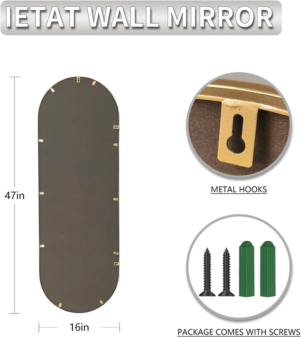 Antique Gold Full Length Mirror Oval Full Body Wall Mirror Baroque Beaded Mir...