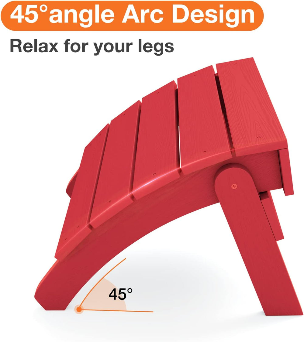 YEFU Folding Adirondack Ottoman Outdoor Set of 4, Red