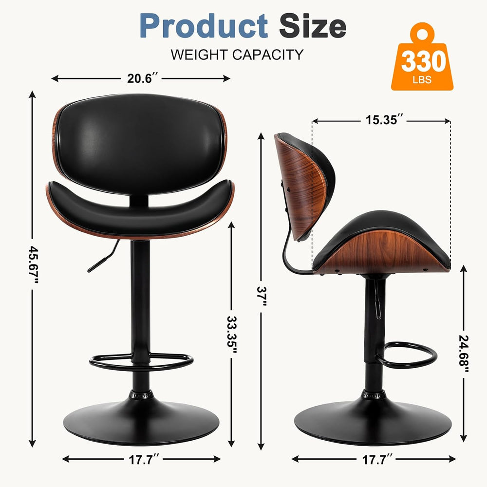 DUMOS Swivel Bar Stools Set of 2, Adjustable Counter Height Bar Chairs