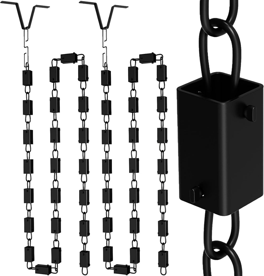 Black Powder Coated Aluminum Square Rain Chain