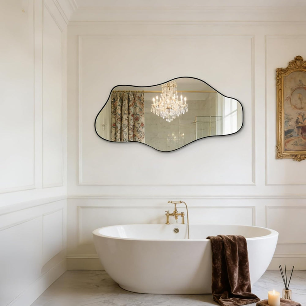 47"x24" Irregular Wall Mirror, Asymmetrical Frameless Mirror