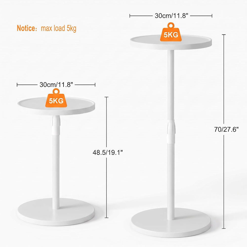 Adjustable Round Side Table, Pedestal Drink Table for Small Spaces