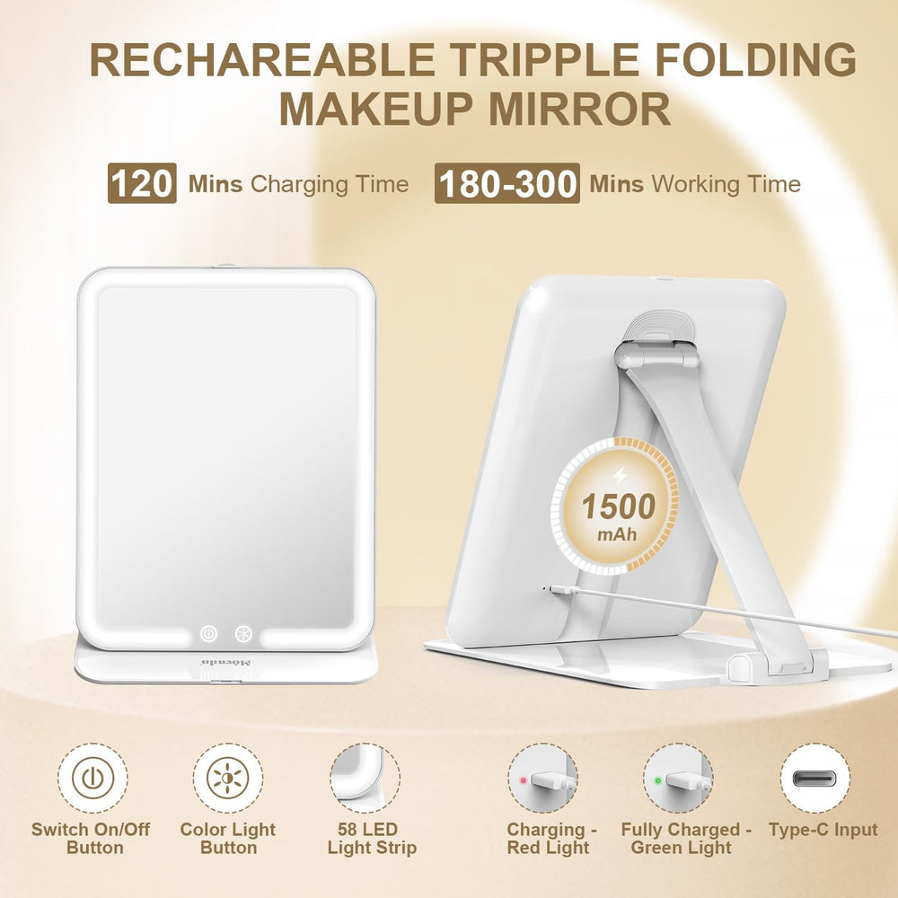 Mocado Travel Makeup Mirror with Light, Foldable Lighted Makeup Mirror